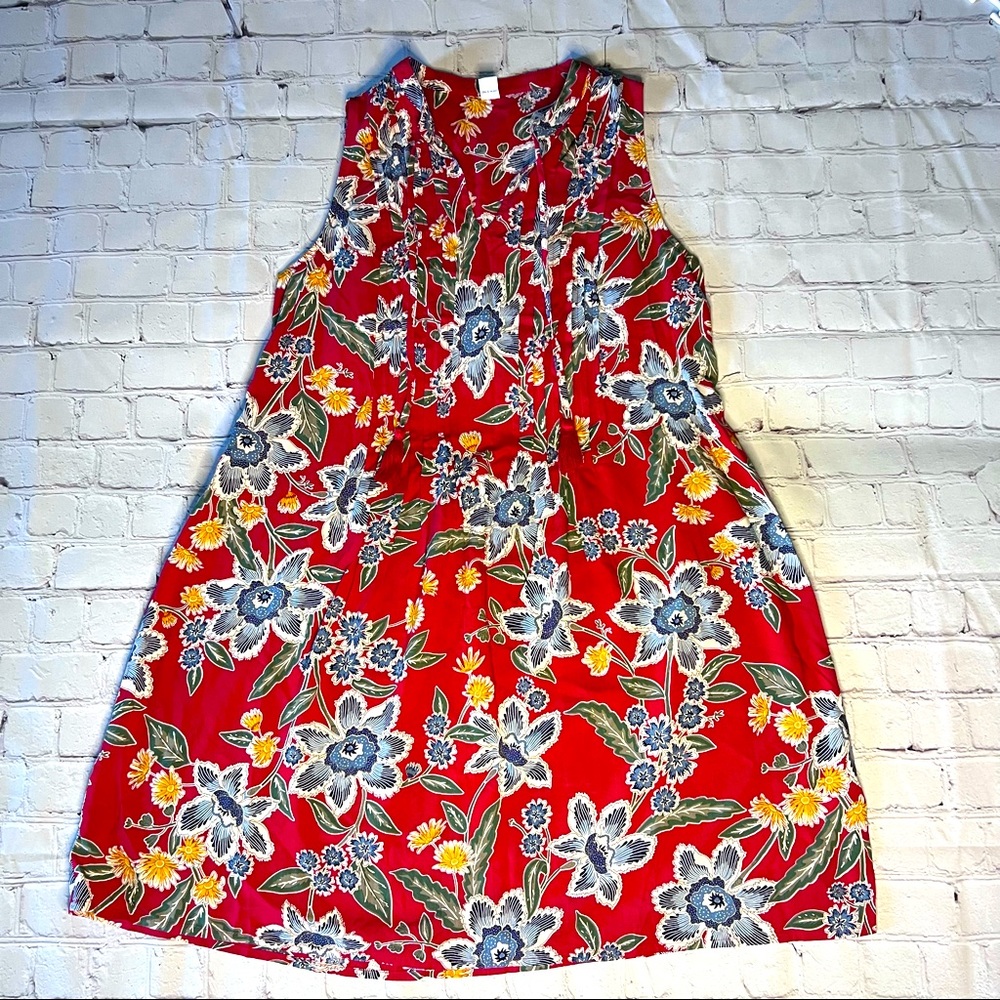 Old Navy Red Floral Swing Dress | Size Small
